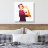 Rosie De Riveter - Kreeft Roze Canvas Afdruk (Insitu (Slaapkamer))