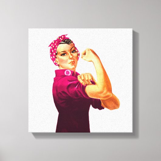 Rosie De Riveter - Kreeft Roze Canvas Afdruk (Voorkant)