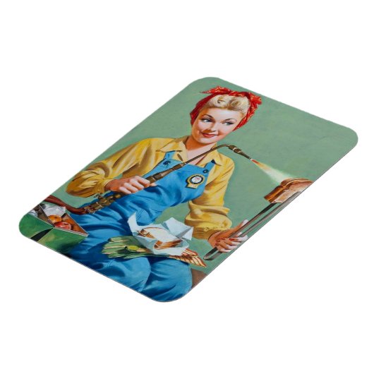 Rosie de Riveter maakt gebrande kaas Magneet (Linkerzijde)