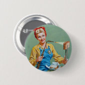 Rosie de Riveter maakt gebrande kaas Ronde Button 5,7 Cm (Voorkant /achterkant)