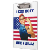 Rosie de Riveter met de Amerikaanse Tekst van de D Klembord (Links)