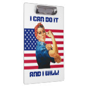 Rosie de Riveter met de Amerikaanse Tekst van de D Klembord (Rechts)
