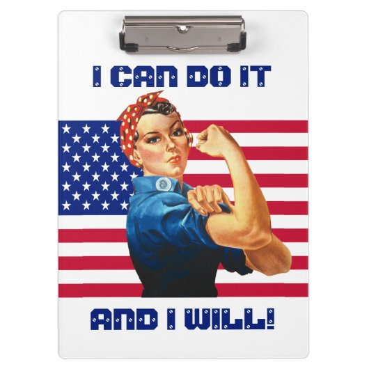Rosie de Riveter met de Amerikaanse Tekst van de D Klembord (Voorkant)