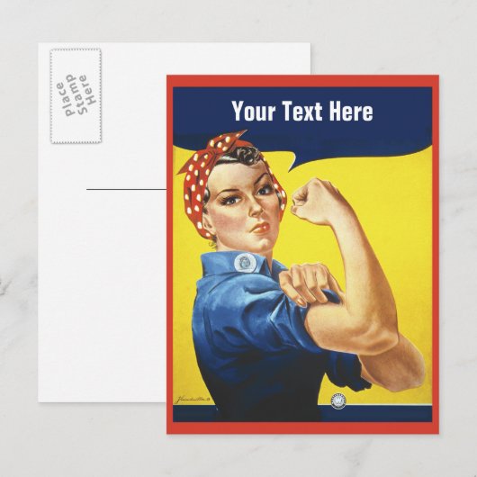 Rosie de Riveter met je aangepaste tekst Briefkaart (Voorkant / Achterkant)