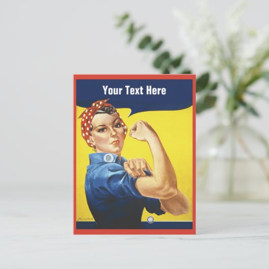 Rosie de Riveter met je aangepaste tekst Briefkaart (Staand voorkant)
