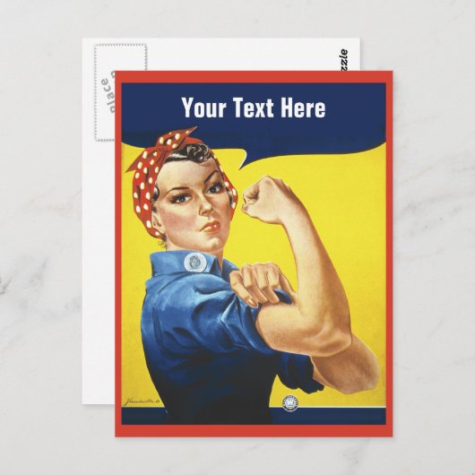 Rosie de Riveter met je aangepaste tekst Briefkaart (Voorkant / Achterkant)