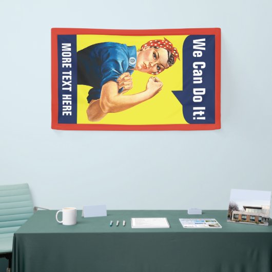 Rosie de Riveter met je aangepaste tekst Spandoek (Beurs)