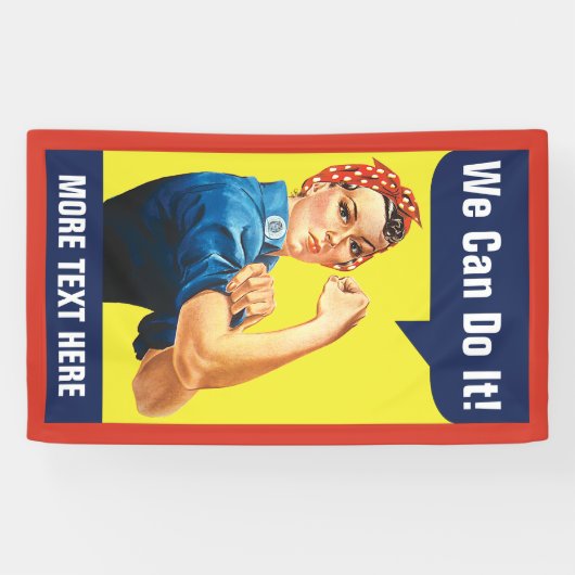Rosie de Riveter met je aangepaste tekst Spandoek (Horizontaal)