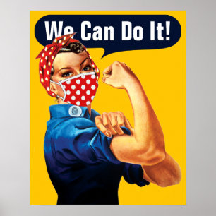 Rosie de riveter met masker - voeg uw eigen slogan poster