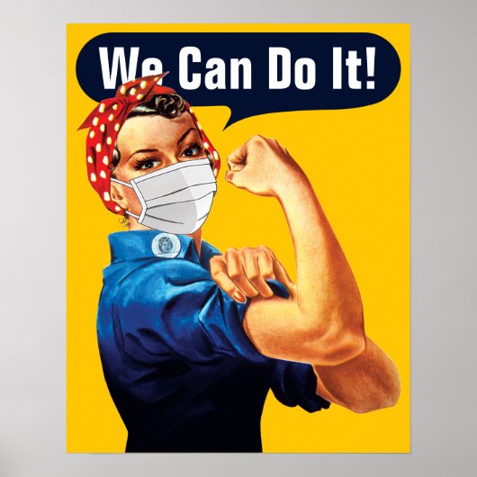 Rosie de riveter met masker - voeg uw eigen slogan poster (Voorkant)
