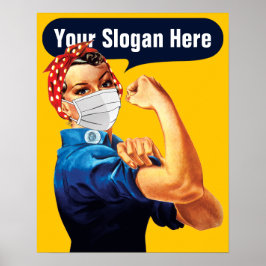 Rosie de riveter met masker - voeg uw eigen slogan poster