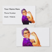 Rosie De Riveter - Paarse fibromyalgie Visitekaartje (Voorkant / Achterkant)