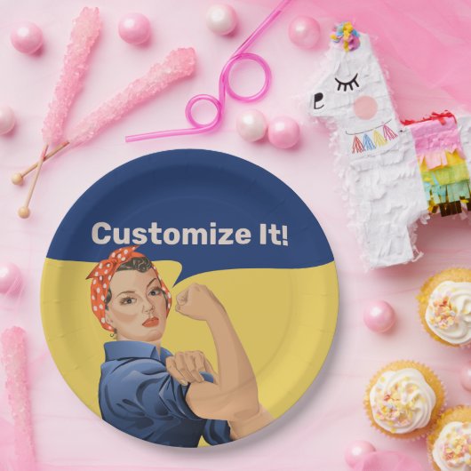 Rosie de Riveter Papieren Bordje (Feest)