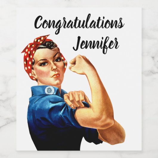 Rosie de Riveter personaliseren Wijn Etiket (Enkel label)
