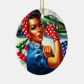 Rosie de Riveter Pin-up Meisje Kerst Ornament (Rechts)