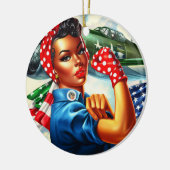 Rosie de Riveter Pin-up Meisje Kerst Ornament (Links)