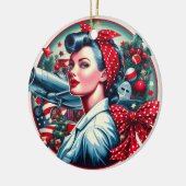 Rosie de Riveter Pin-up Meisje Kerst Ornament (Links)