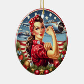 Rosie de Riveter Pin-up Meisje Kerst Ornament (Rechts)