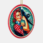 Rosie de Riveter Pin-up Meisje Kerst Ornament (Rechts)