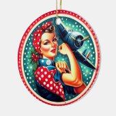 Rosie de Riveter Pin-up Meisje Kerst Ornament (Links)