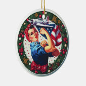 Rosie de Riveter Pin-up Meisje Kerst Ornament (Rechts)