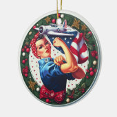 Rosie de Riveter Pin-up Meisje Kerst Ornament (Links)