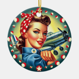 Rosie de Riveter Pin-up Meisje Kerst Ornament