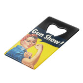 Rosie De Riveter: Pistool Show! Creditkaart Flessenopener (Voorkant Gekanteld)