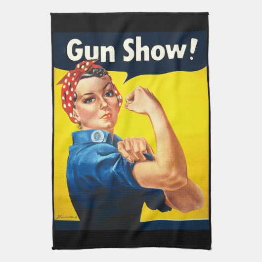 Rosie De Riveter: Pistool Show! Theedoek (Verticaal)