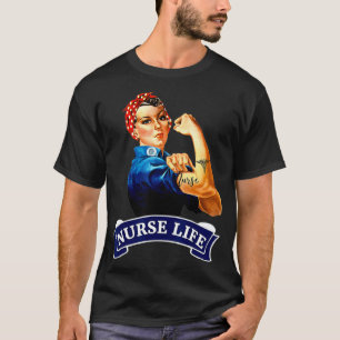 Rosie de Riveter  Retro Nurse Life RN T-shirt