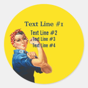 Rosie de Riveter Retro stijl gepersonaliseerd Ronde Sticker