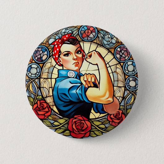 Rosie de Riveter Ronde Button 5,7 Cm (Voorkant)