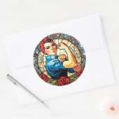 Rosie de Riveter Ronde Sticker (Envelop)