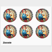 Rosie de Riveter Ronde Sticker (Vel)