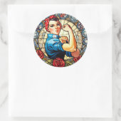 Rosie de Riveter Ronde Sticker (Tas)