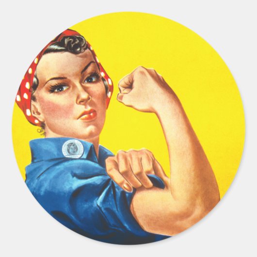 Rosie De Riveter Ronde Sticker (Voorkant)