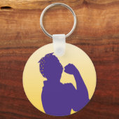 Rosie de Riveter silhouette - gouden en paarse sle Sleutelhanger (Voorkant)