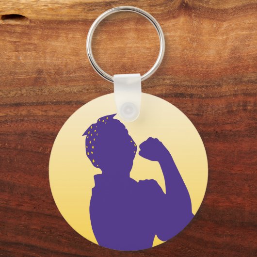 Rosie de Riveter silhouette - gouden en paarse sle Sleutelhanger (Voorkant)