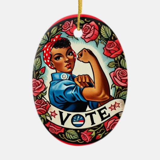 Rosie de Riveter Stem Keramisch Ornament (Voorkant)