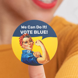 Rosie de Riveter | Stemming blauw | Ronde Sticker