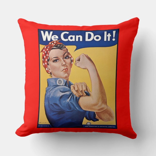 Rosie de Riveter: Sterke vrouwen Vrouw Empowerment Kussen (Voorkant)