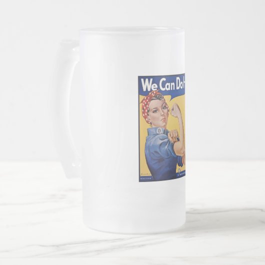 Rosie de Riveter: Sterke vrouwen Vrouw Empowerment Matglas Bierpul (Voorkant links)