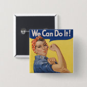 Rosie de Riveter: Sterke vrouwen Vrouw Empowerment Vierkante Button 5,1 Cm (Voorkant /achterkant)