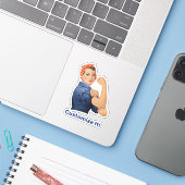 Rosie de Riveter Sticker (Laptop met iPhone)