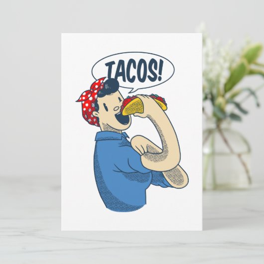 rosie de riveter taco cinco de mayo kaart (Staand voorkant)