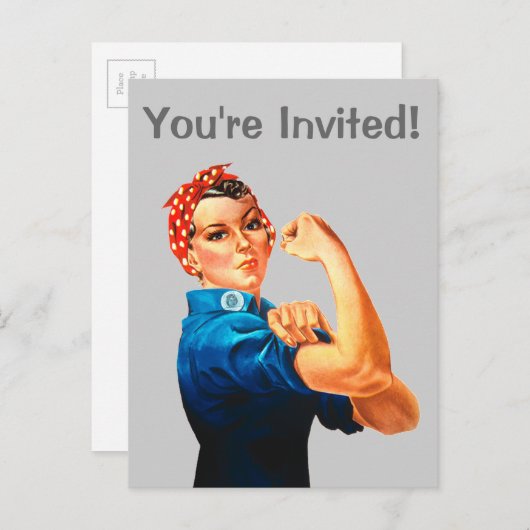 Rosie de Riveter Uitnodiging Briefkaart (Voorkant / Achterkant)