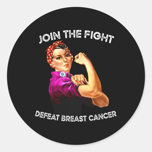 Rosie de Riveter verslaan Borstkanker Awareness D Ronde Sticker (Voorkant)