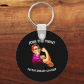 Rosie de Riveter verslaan Borstkanker Awareness D Sleutelhanger (Voorkant)