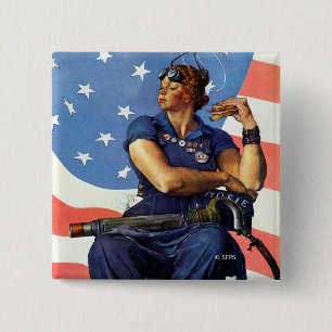 "Rosie de Riveter" Vierkante Button 5,1 Cm
