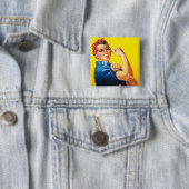 Rosie De Riveter Vierkante Button 5,1 Cm (In situ)